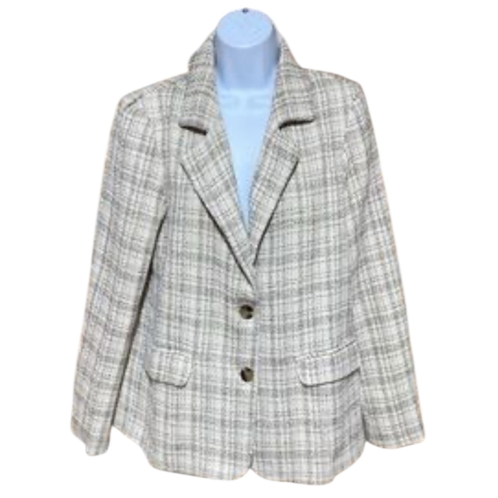 LeLis Anthropologie Tweed Plaid Blazer Jacket Medium